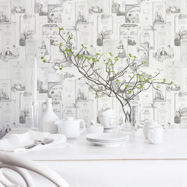 Kitchen Recipes Novelty Silver Grey Wallpaper G12286