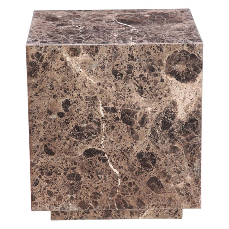 World Interiors Giza 22" Drum Side Table in Dark Emperador Marble image number 2