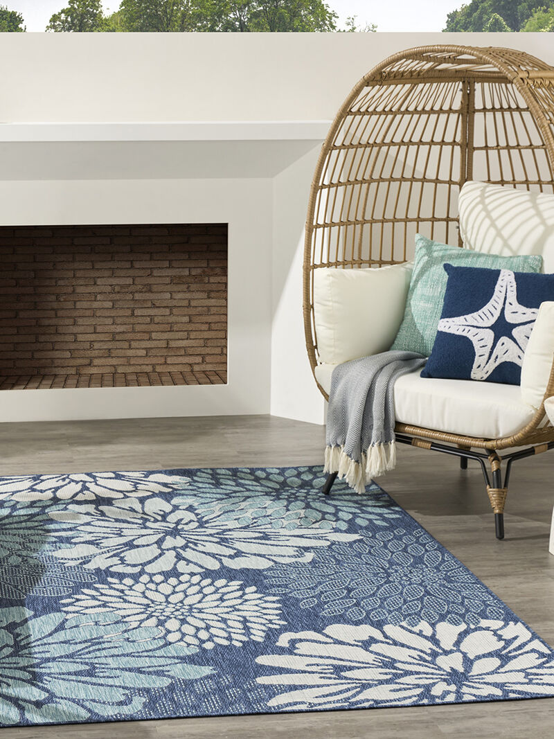 Garden Oasis GOA06 Navy 5' x 7' Rug