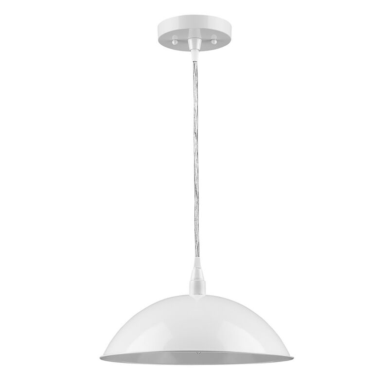 Hivvago White Metal Hanging Light with Dome Shade