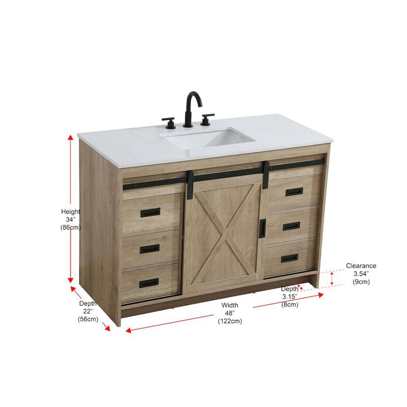 Elegant Kitchen and Bath Austin 48 Inch Single Bathroom Vanity In Natural Oak
