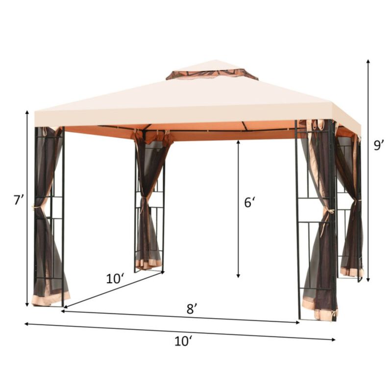 2-Tier Vented Metal Canopy with Mosquito Netting
