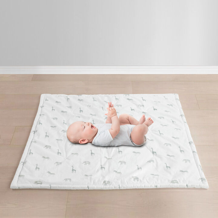 Jungle Adventure Baby Square With Border Play Mat Gray Single 35x35