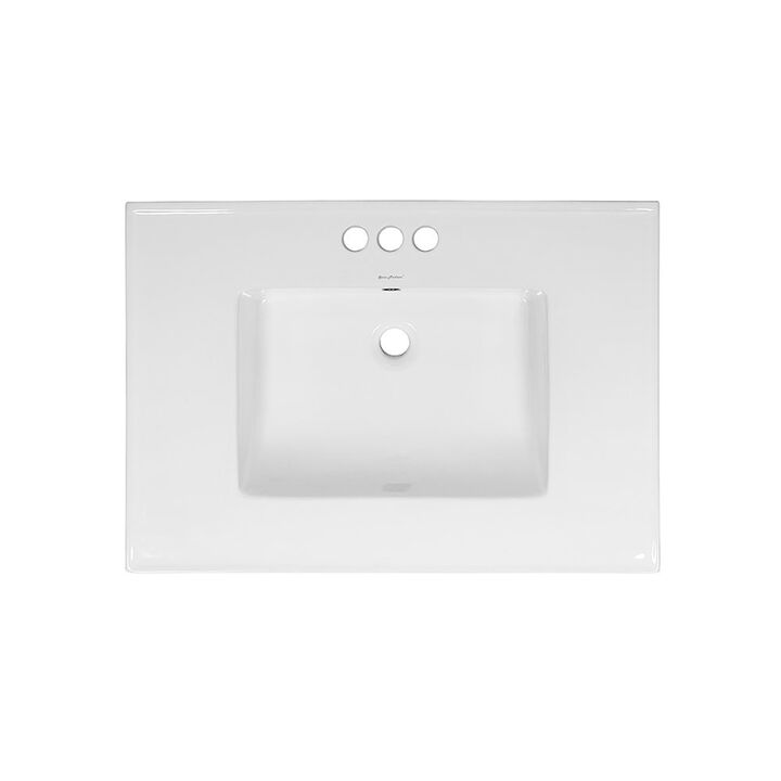 Voltaire 31 Vanity Top Sink with 3 Centerset Faucet Holes