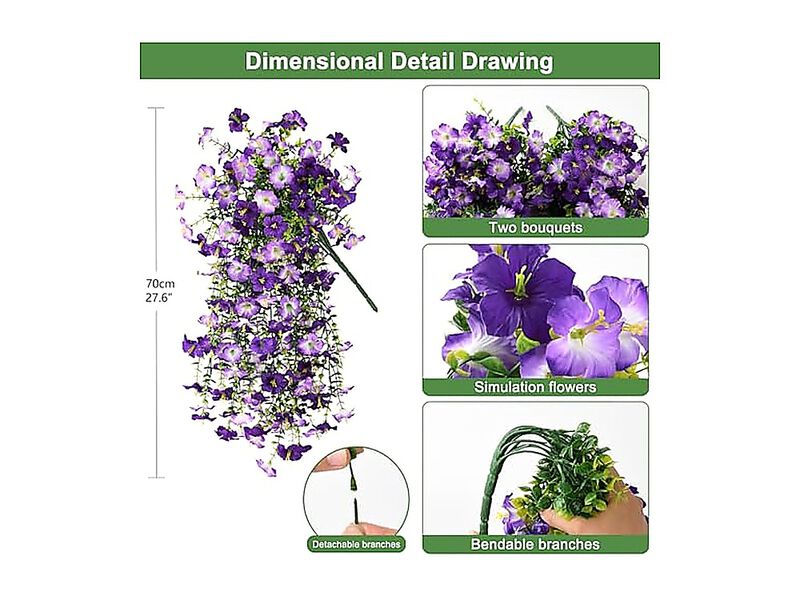 Artificial Fake Flowers Plants Outdoor Spring Summer Decor 2 Pack Faux Silk UV image number 1