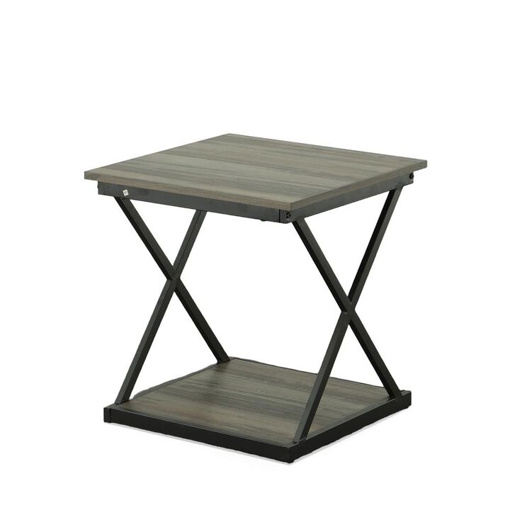 Carolina Living Stella Side Table - Weathered Gray/Black