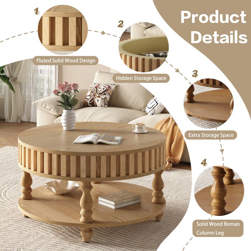 Skodba Modern Fluted Coffee Table image number 6