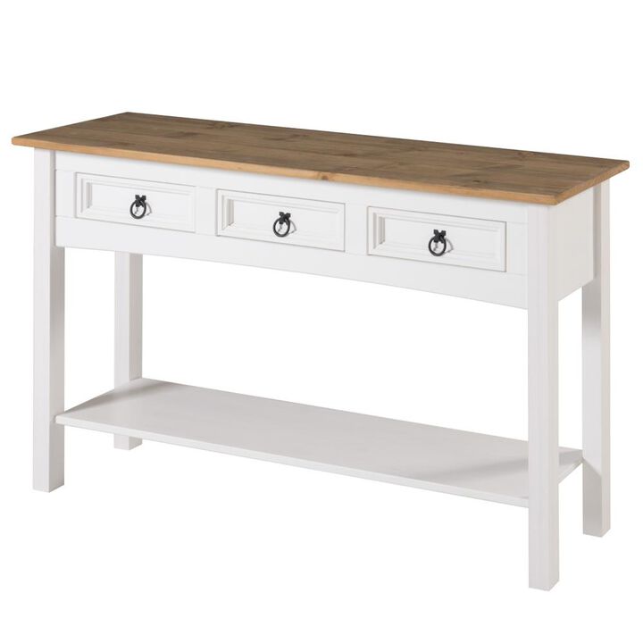 OS Home and Office Furniture Model COW933 Cottage Series Wood Hall Table in Corona Snow