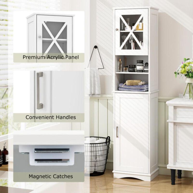 Hivvago Tall Bathroom Cabinet Freestanding Storage Cabinet with 5 Adjustable Shelves