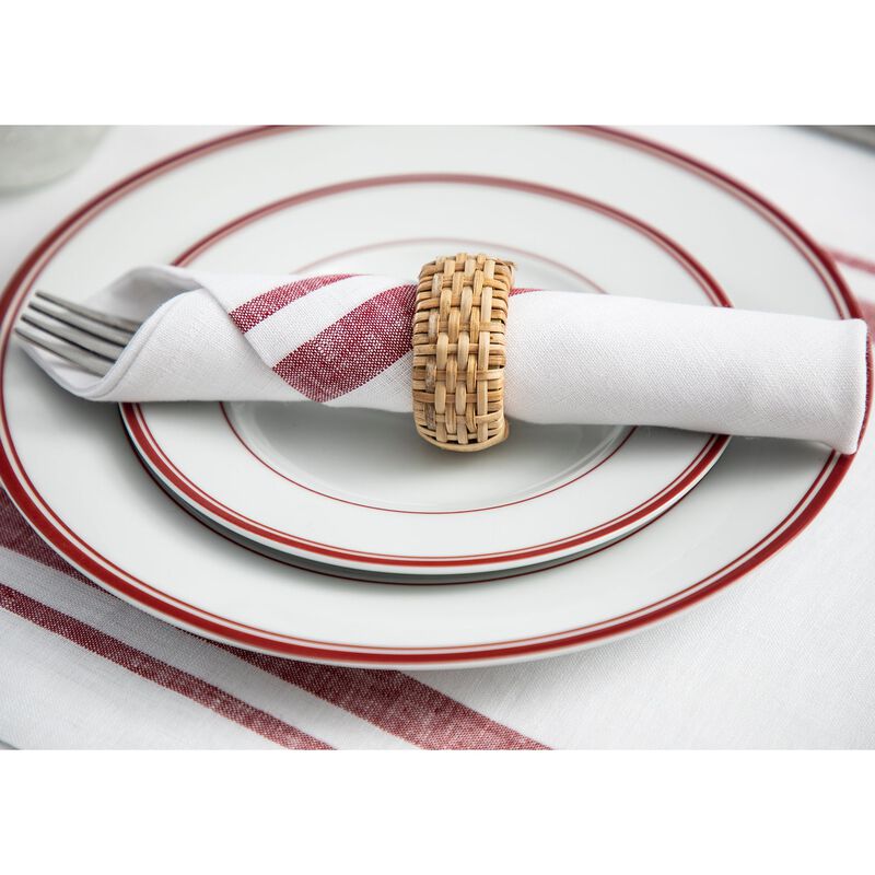 Solino Home 100% Pure Linen Dinner Napkins 20 x 20 Inch Set of 4 - French Stripe