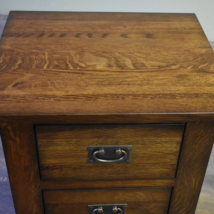 Crafters and Weavers Mission Quarter Sawn Oak 3 Drawer Nightstand - Michael's Cherry