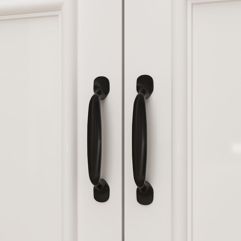 FUFU&GAGA White Bookcase Set –4-Door Bookcases + 8-Door Bookcase with Glass Doors and Black Handles – Modern Storage and Organizing Solution, (78.7 in. H x 94.5 in. W x 15.7 in. D),White