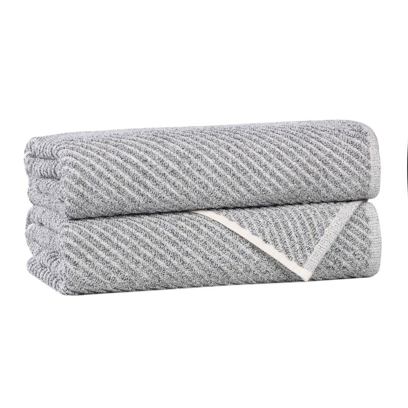 2-Piece Cotton Blend Bath Towel Set with Diagonal Rib Pattern image number 0