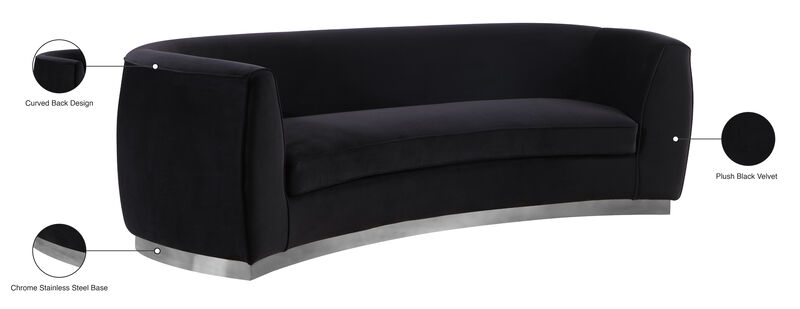 Meridian Furniture Julian Black Velvet Sofa