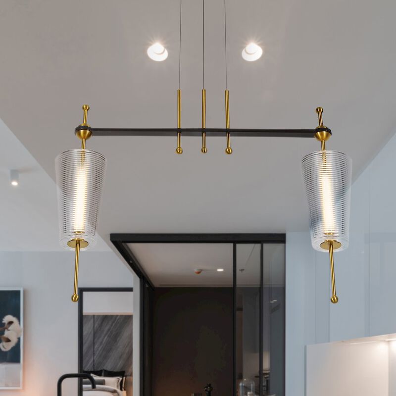 VONN Lighting Integrated LED Pendant Light Height Adjustable Linear Chandelier