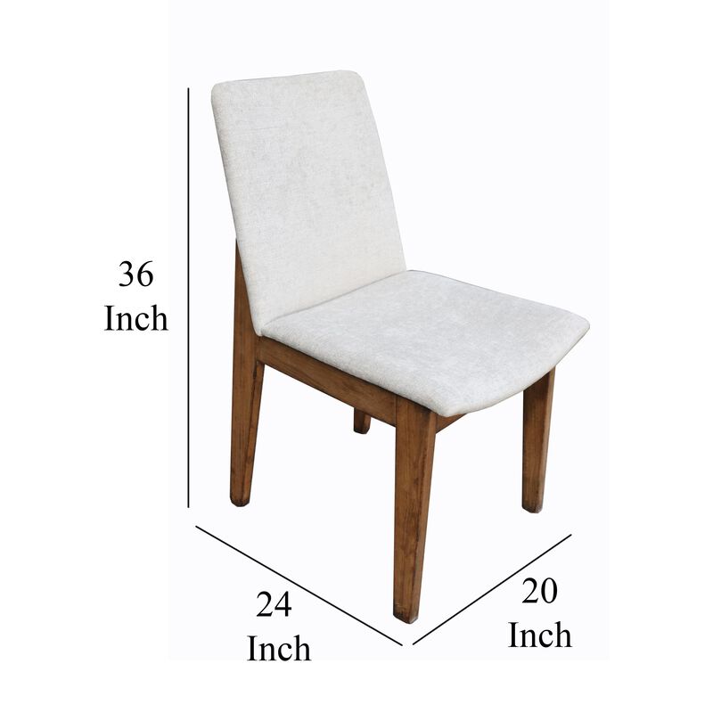 Kuro Dining Side Chair Set of 2, Tapered Legs, Reclaimed Wood, White - Benzara