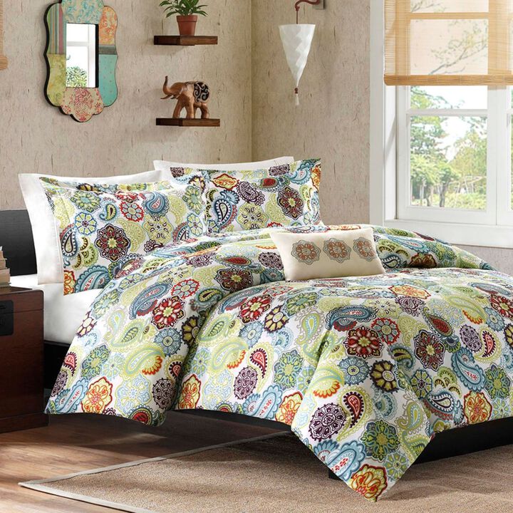 QuikFurn King size Multi Color Paisley 4 Piece Bed Bag Comforter Set