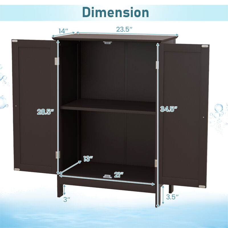 2-Door Freee-Standing Bathroom Cabinet with Shelf