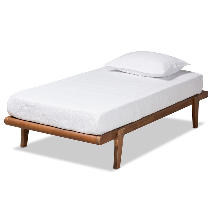 Baxton Studio Kaia  Walnut Brown Finished Wood Twin Size Platform Bed Frame