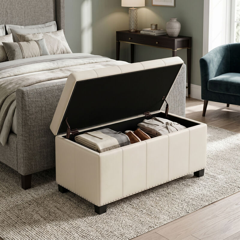 Simpli Home Amelia Storage Ottoman Bench image number 2