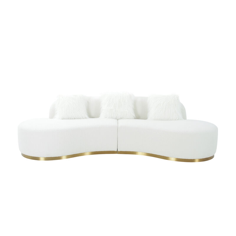 Pasargad Home Simona Upholstered Sofa with 3 Pillows, Width 110.6" Grey