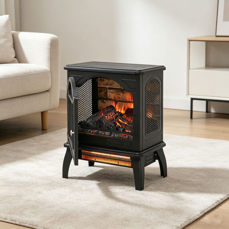 MONDAWE 18 Inch Antique Black 3D Infrared Electric Stove With Remote Control image number 2