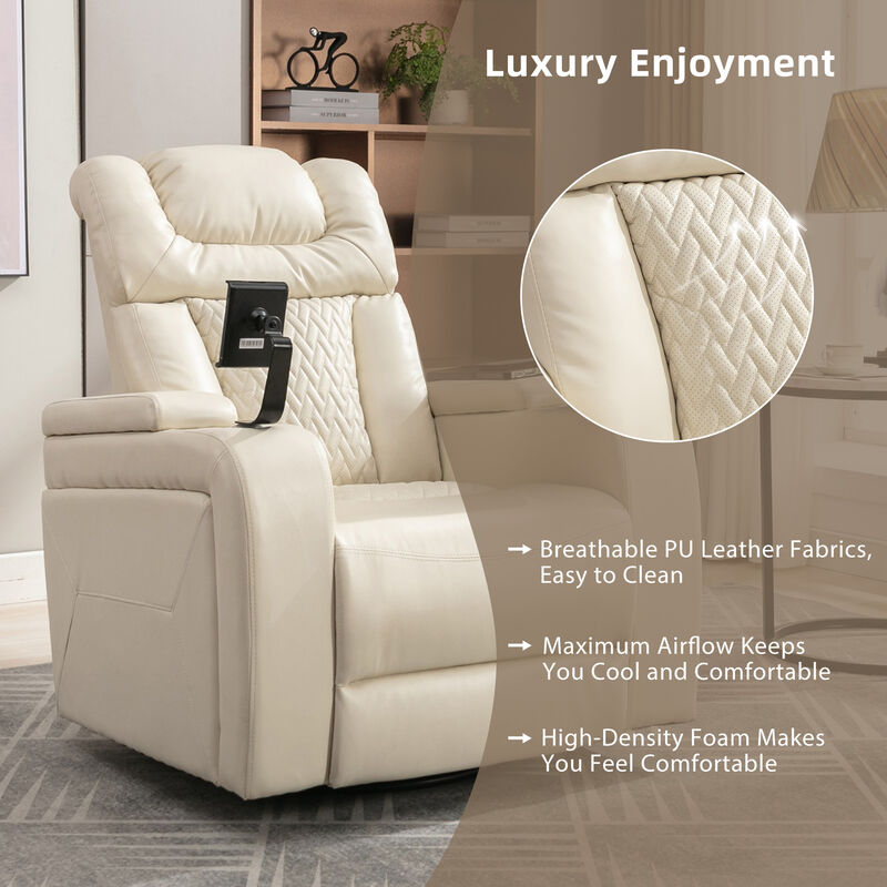 Merax 270 Degree Swivel PU Leather Power Recliner Chair
