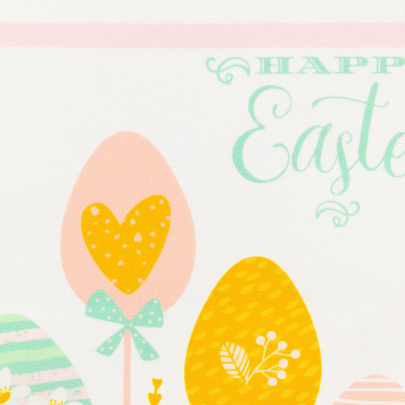 72" Pastel "Happy Easter" Striped Table Runner image number 3