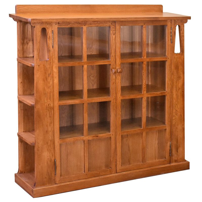 Crafters and Weavers Mission Double Door Bookcase with Side Shelves - Michael's Cherry