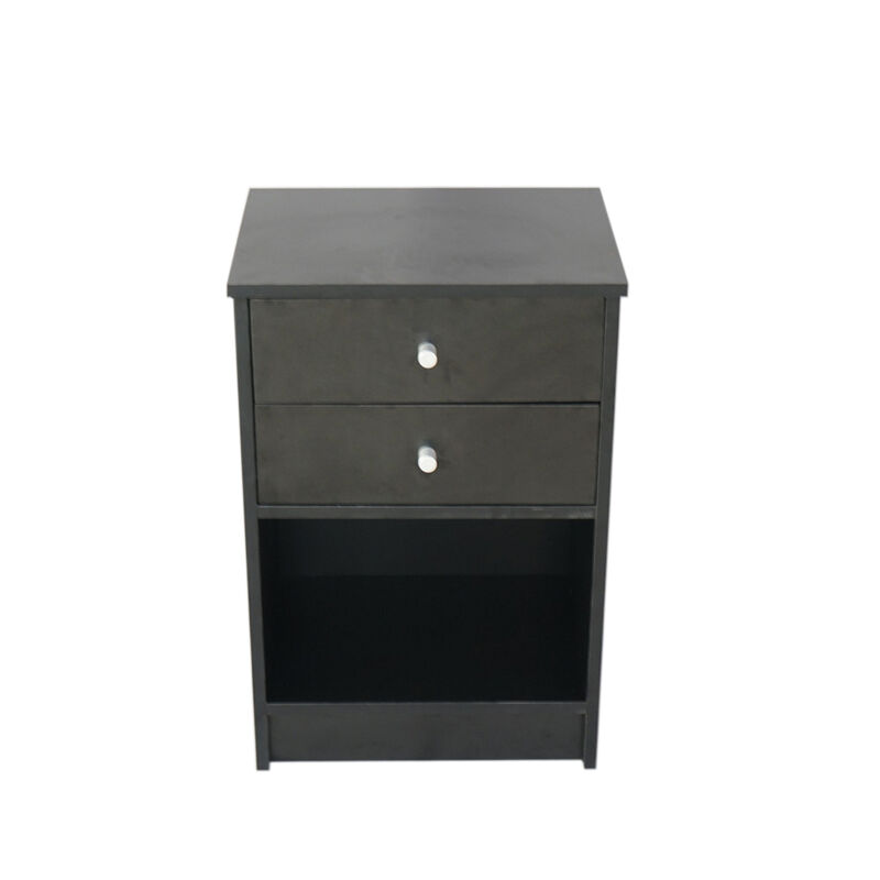 2-Drawer Nightstand Stylish Design with Round Handles for Bedroom Storage and Decor