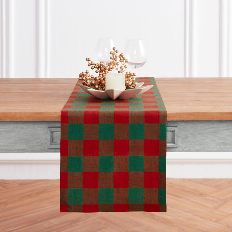 Christmas Linen Table Runner - Buffalo Check, Solino Home