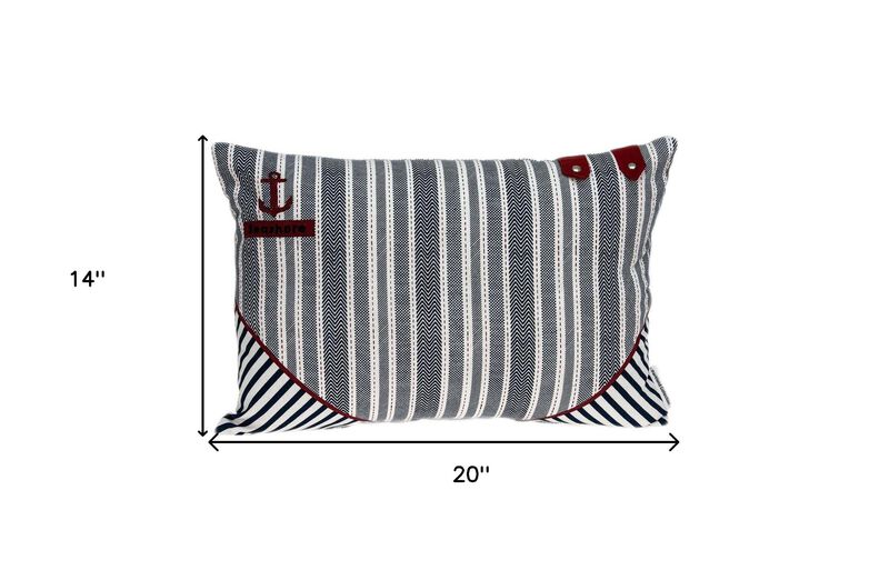 HomeRoots 14" X 20" Gray Striped Cotton Throw Pillow image number 2