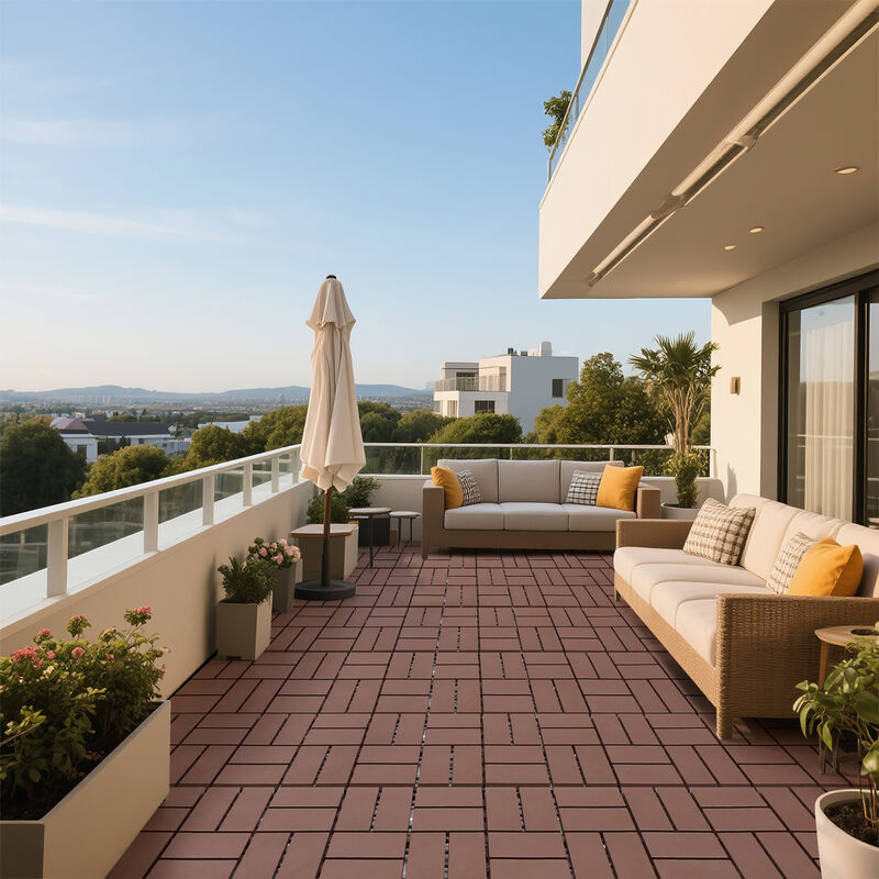 44 Pcs Plastic Interlocking Patio Deck Tiles,Outdoor Flooring, Waterproof for All-Weather Use image number 6