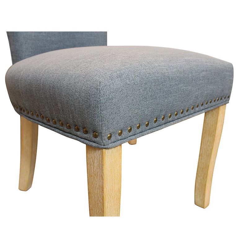 Jill Linen Fabric Side Chair Denim with Natural Legs - Set of 2