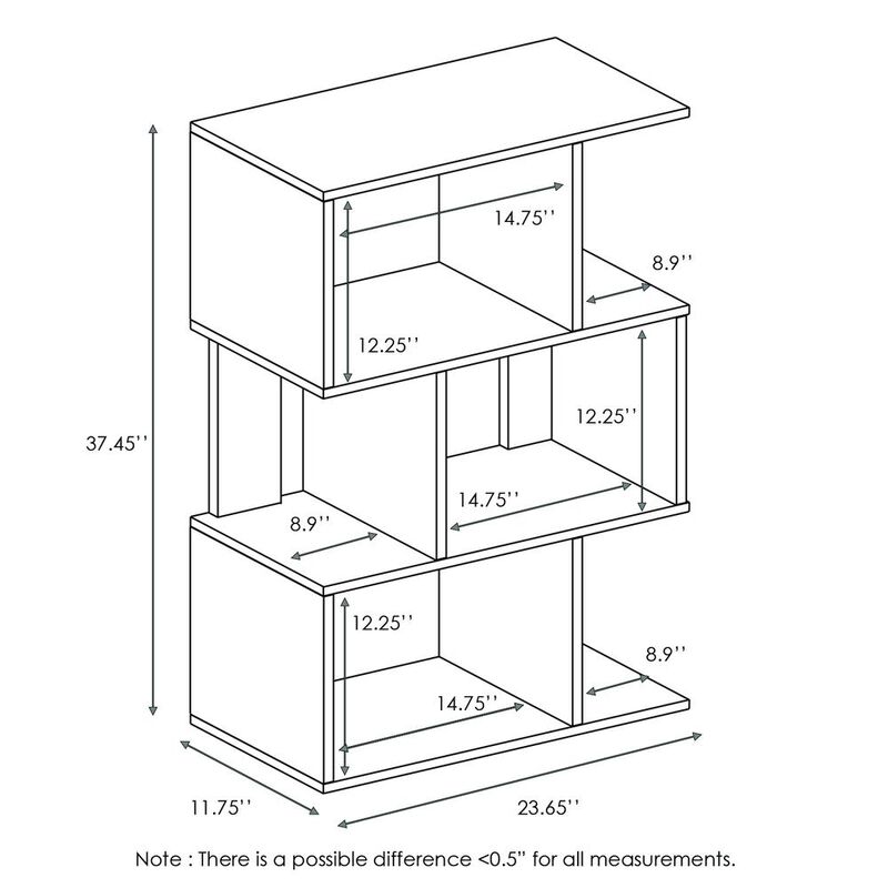 Furinno Simply Modern Open 3-Tier Open Book Shelf, Espresso