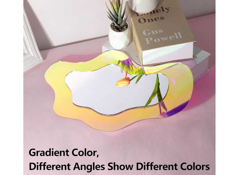 Cloud-Style Irregular Rainbow Mirror &ndash; 15.5x10.5&rdquo; Wavy Acrylic Decor
