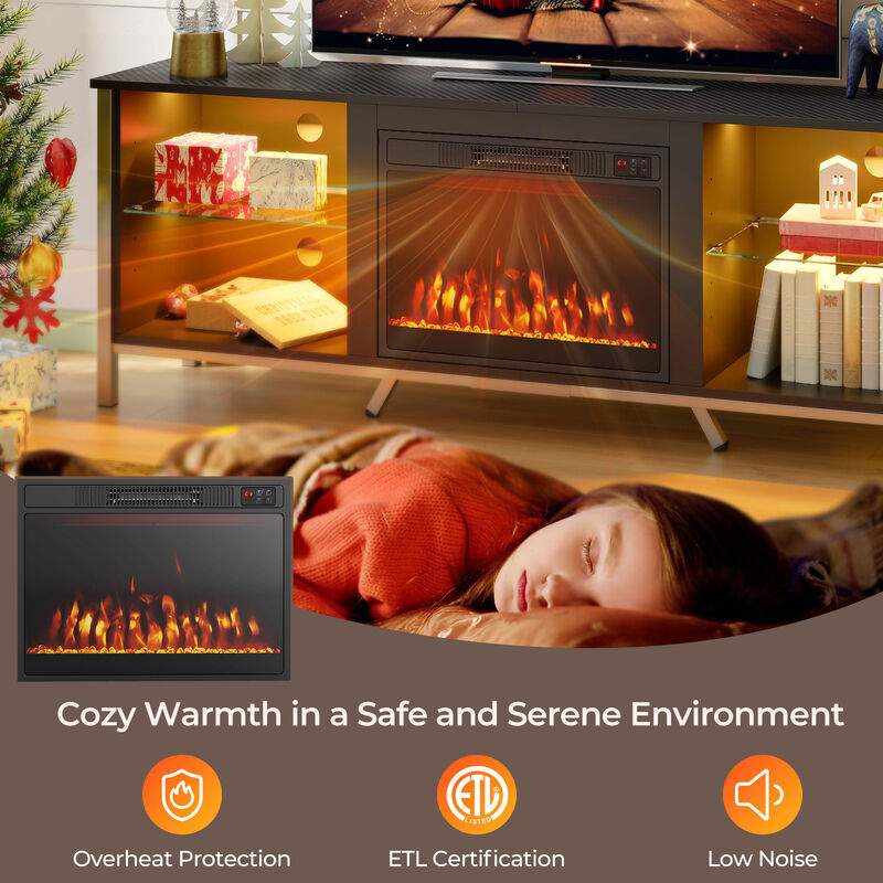Electric Fireplace Heater with Adjustable Flame Color and Brightness for Home Heating