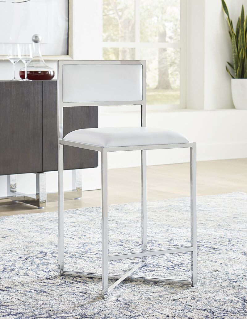 Amalfi X-Base Counter Stool in White Leather - Set of 2