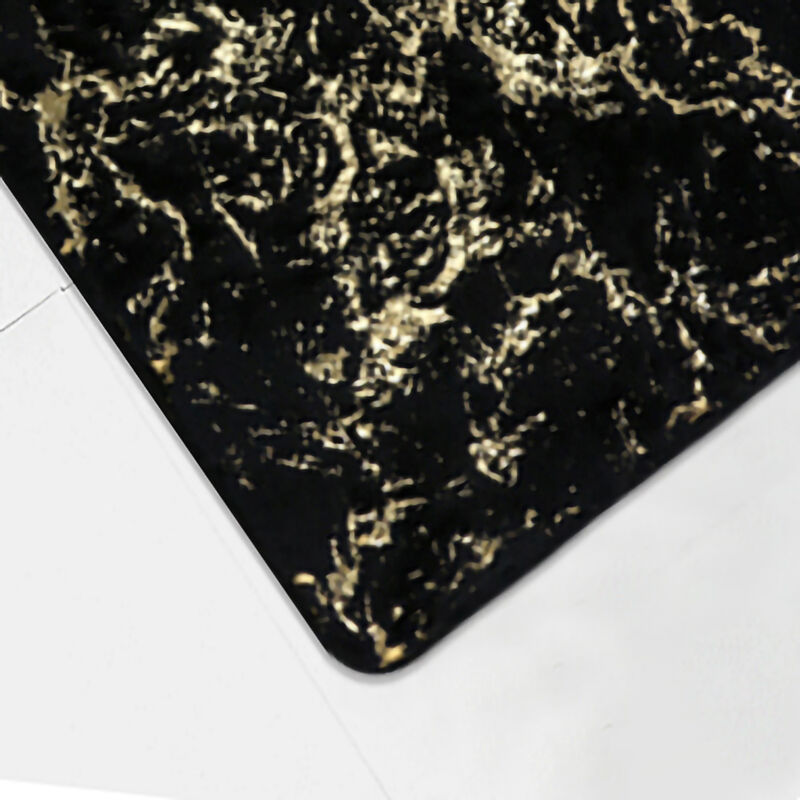 RT Designers Collection Galactic Rabbit Fur Premium Foam Rug 17" x 24" Black with Gold Foil