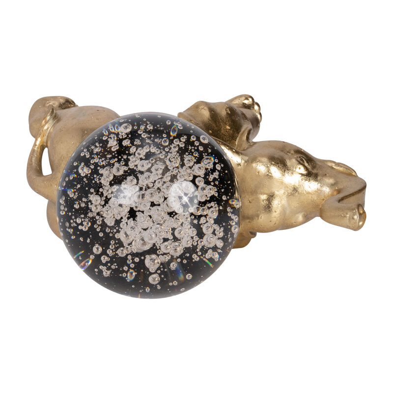Resin, 9" Elephant W/ Crystal Ball, Gold image number 5