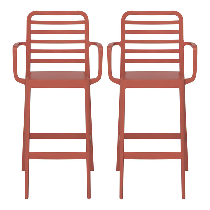 WestinTrends 29.5" Outdoor Polypropylene Plastic Patio Bar Height Stools (Set of 2)
