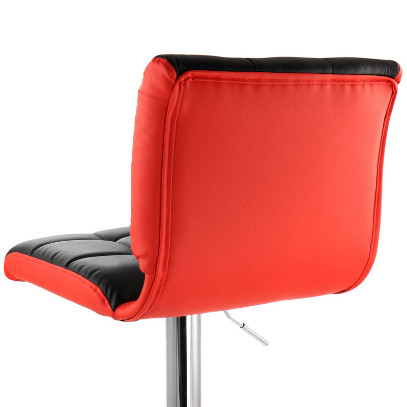 Elama 2 Piece Adjustable Faux Leather Two Toned Bar Stool in Black and Red