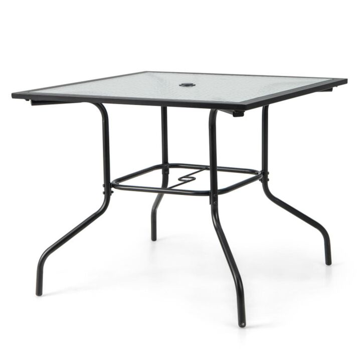 Hivvago 35 x 35 Inch Patio Dining Table with 1.5" Umbrella Hole (Umbrella NOT Included)