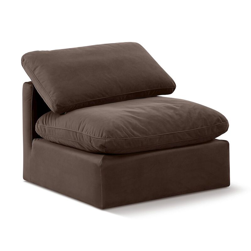 Meridian Furniture Indulge Brown Velvet Armless Chair