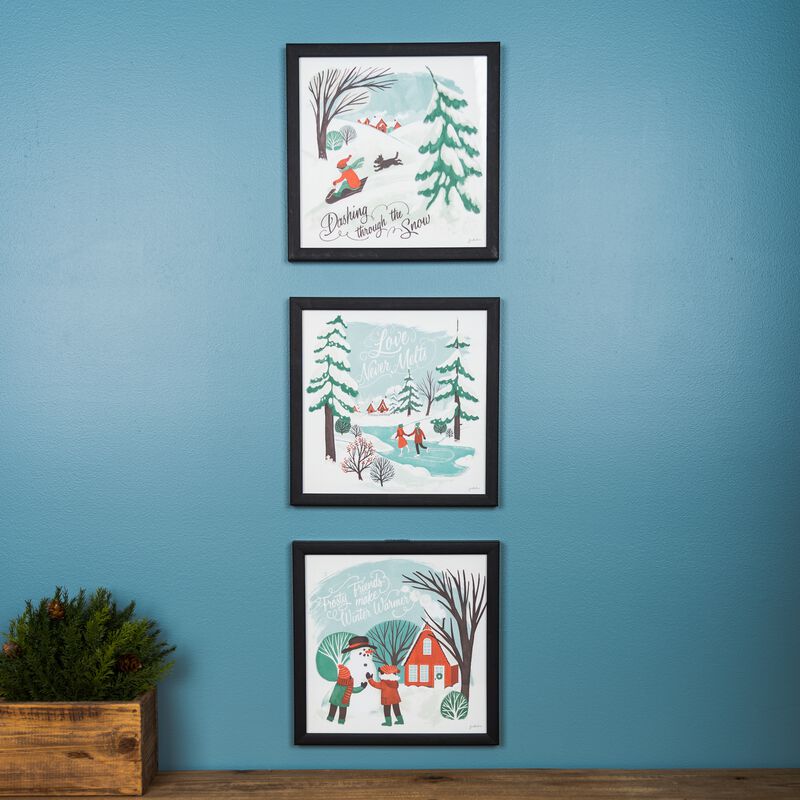 Framed Winter Scene Wall Art (Set of 3)