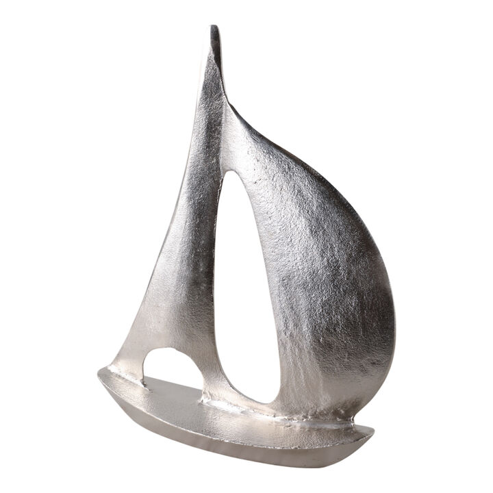 18x15" Metal Sail Boat, Silver