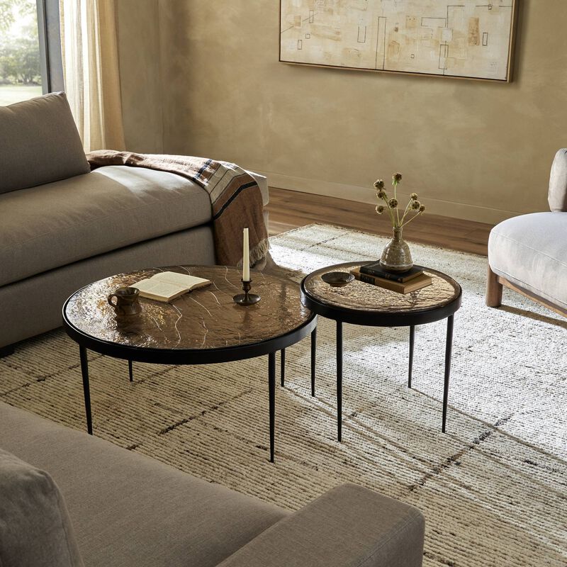 Yoko Smoked Brown Cast Glass Nesting Tables