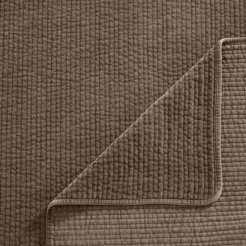 Stonewashed Brown Cotton Velvet King Quilt Set image number 2