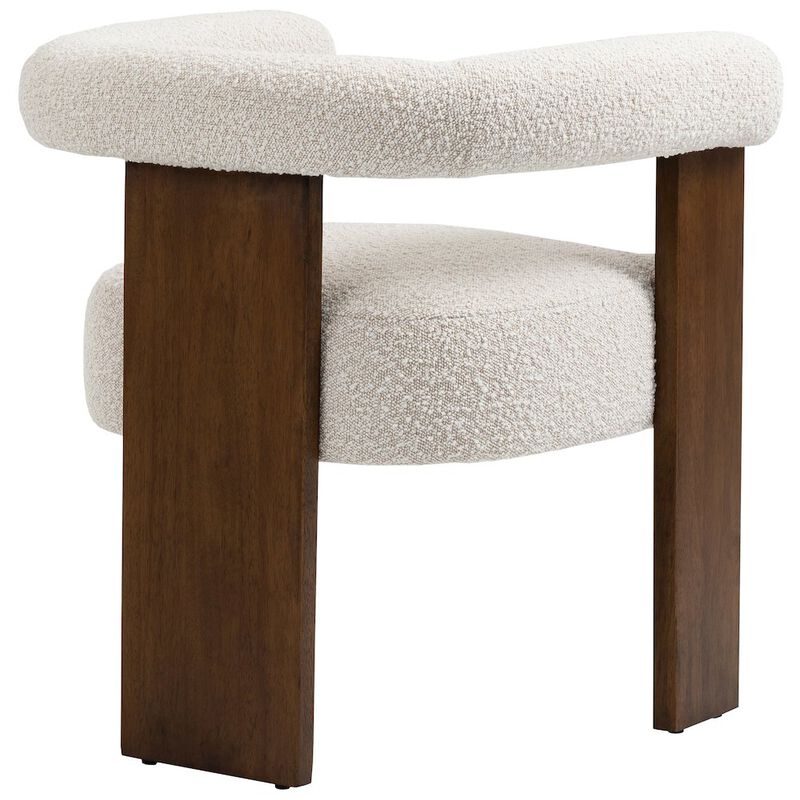 Meridian Furniture Barrel Cream Boucle Fabric Dining Chair