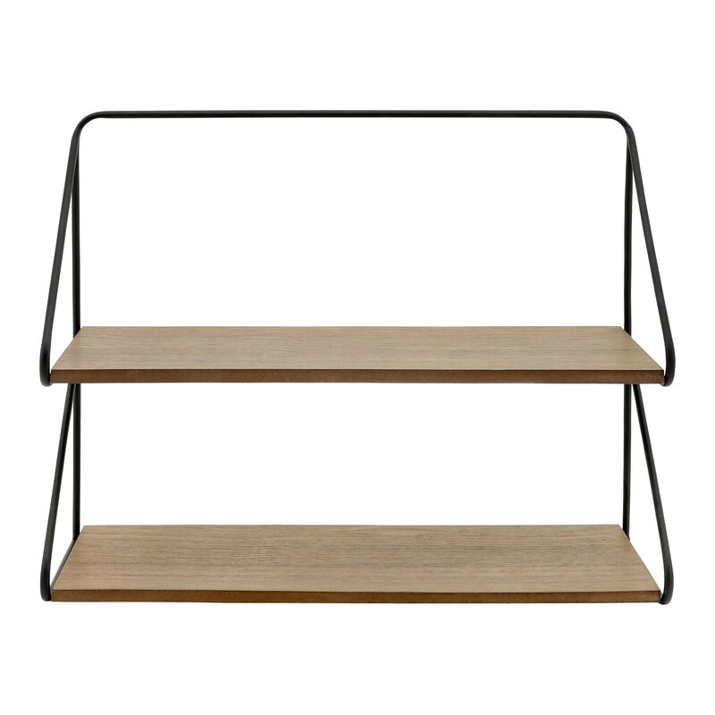 Metal /wood 20" 2 Tier Wall Shelf